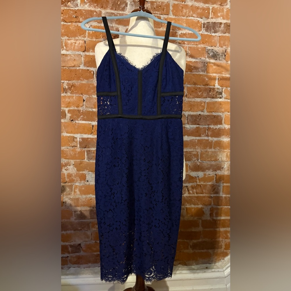 Express Navy Lace Midi Dress